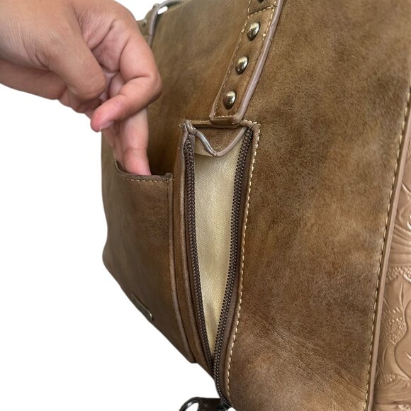 Montana West Concealed Carry Brown Tasseled Medium Purse Western Boho Safety - Picture 7 of 10